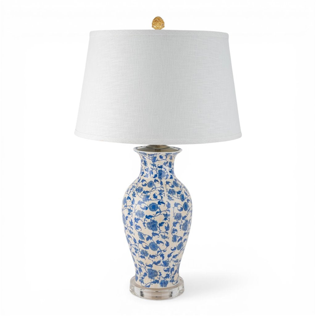 Danny's Fine Porcelain Home Decor Danny's Fine Porcelain Blue Vase Lamp-Blue Florets[2-847-17] Classic Blue Vase Lamp