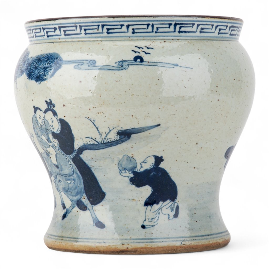 Danny's Fine Porcelain Home Decor Danny's Fine Porcelain Blue & White Basin – Longevity Motif