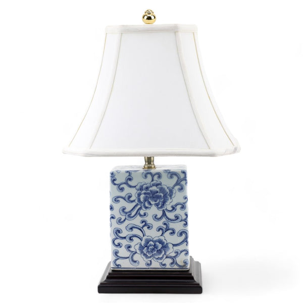 Danny's Fine Porcelain Home Decor Danny's Fine Porcelain Blue & White Box Shape Lamp-Peony