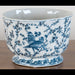 Danny's Fine Porcelain Home Decor Danny's Fine Porcelain Blue & White Floral & Bird Pattern Round Scallop Planter Real Gold