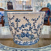 Danny's Fine Porcelain Home Decor Danny's Fine Porcelain Blue & White Floral & Bird Pattern Round Scallop Planter Real Gold