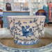 Danny's Fine Porcelain Home Decor Danny's Fine Porcelain Blue & White Floral & Bird Pattern Round Scallop Planter Real Gold