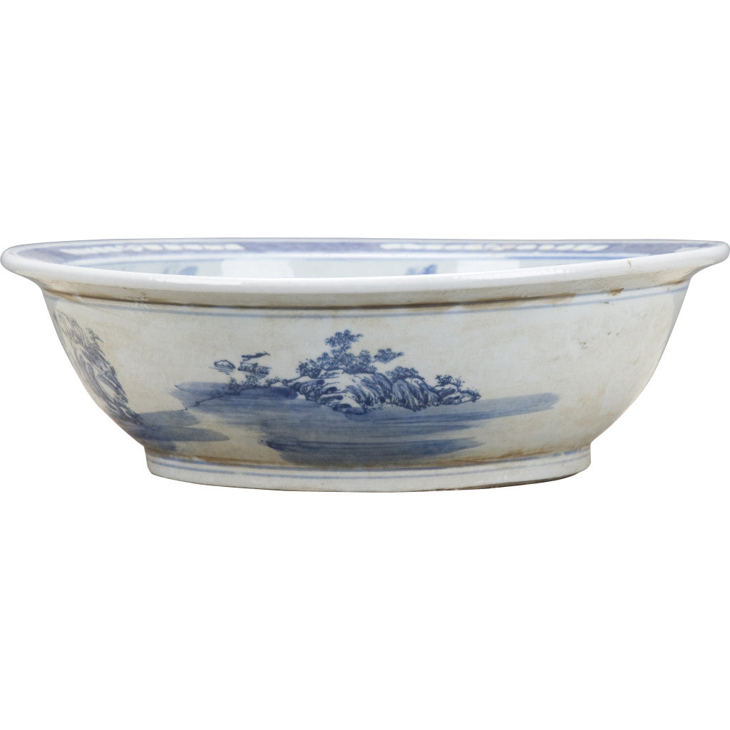 Danny's Fine Porcelain Home Decor Danny's Fine Porcelain Blue & White Lipped Basin