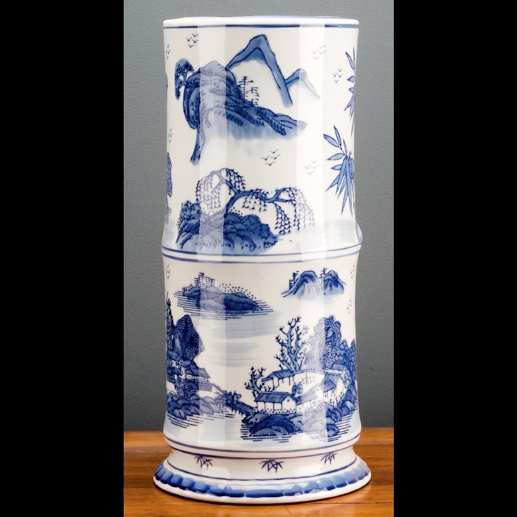 Danny's Fine Porcelain Home Decor Danny's Fine Porcelain Blue & White Porcelain Bamboo Shaped Vase