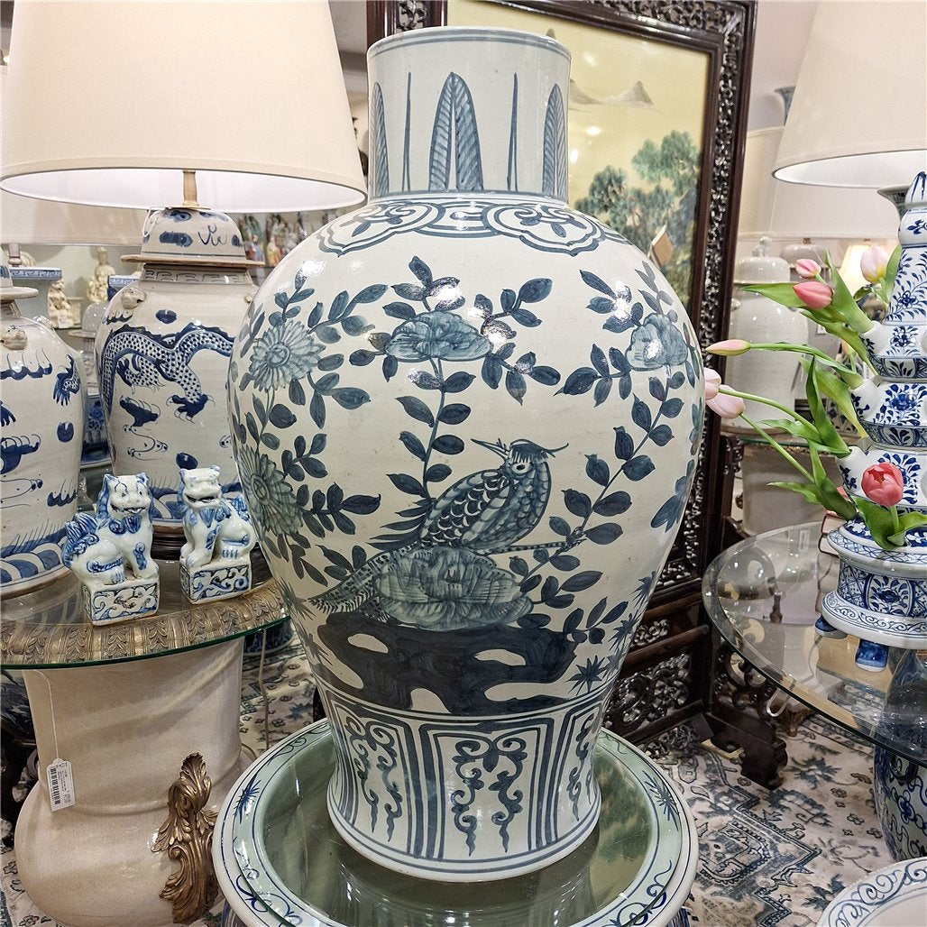 Danny's Fine Porcelain Home Decor Danny's Fine Porcelain Blue & White Porcelain Bird & Floral Vase Elevate Your Home with