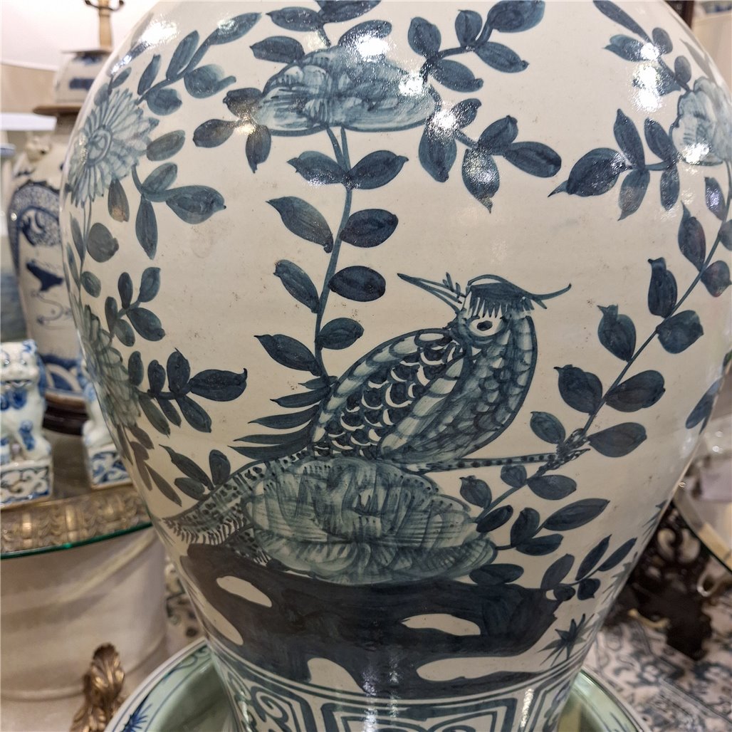 Danny's Fine Porcelain Home Decor Danny's Fine Porcelain Blue & White Porcelain Bird & Floral Vase Elevate Your Home with