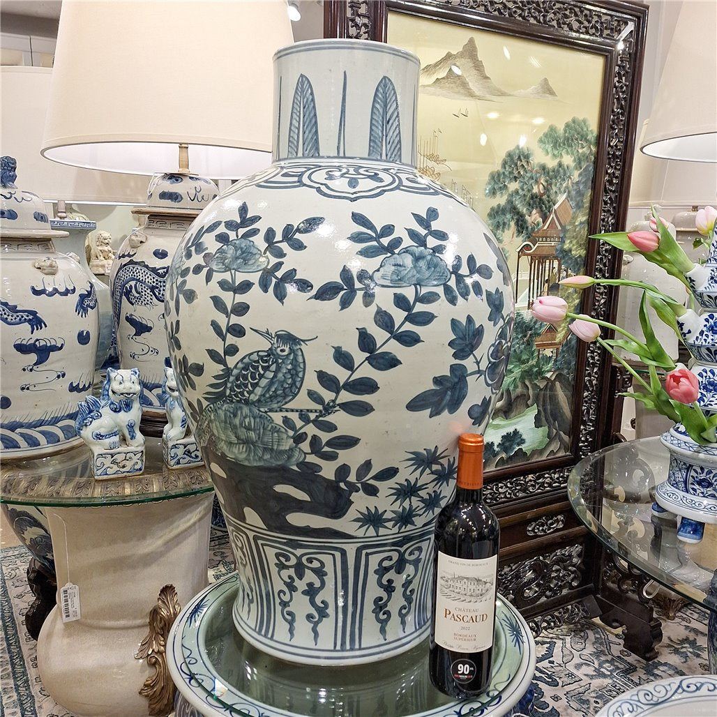 Danny's Fine Porcelain Home Decor Danny's Fine Porcelain Blue & White Porcelain Bird & Floral Vase Elevate Your Home with