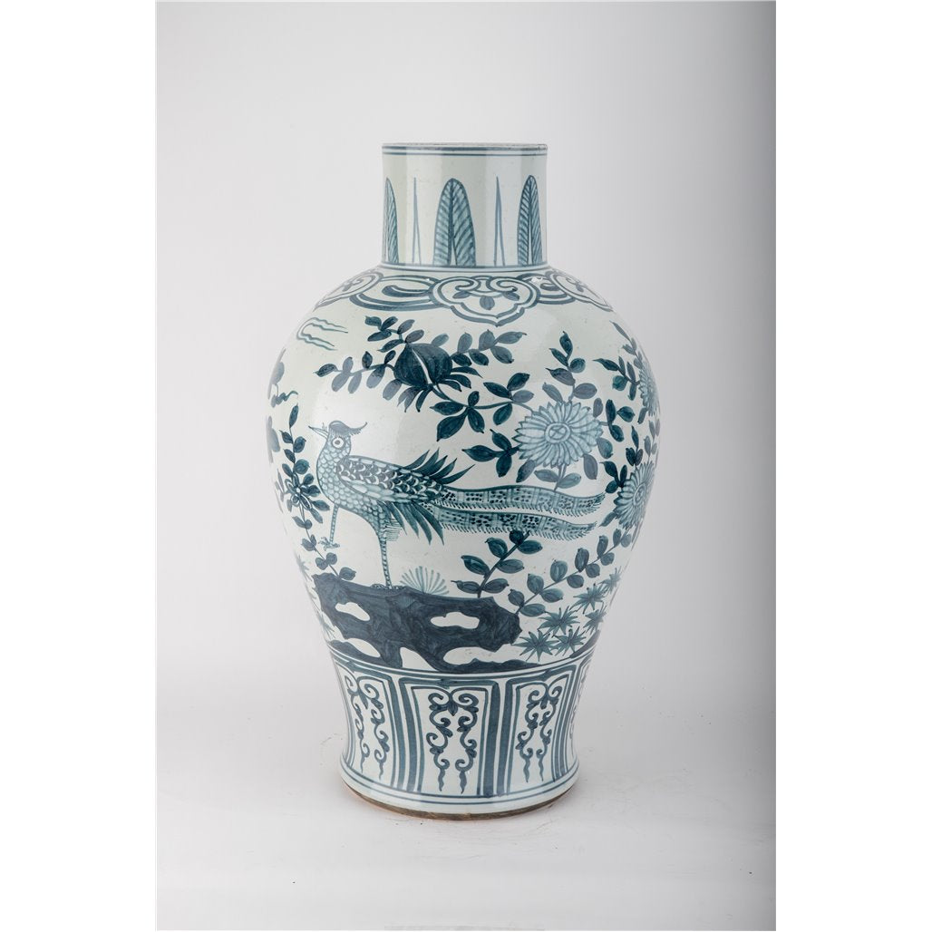 Danny's Fine Porcelain Home Decor Danny's Fine Porcelain Blue & White Porcelain Bird & Floral Vase Elevate Your Home with