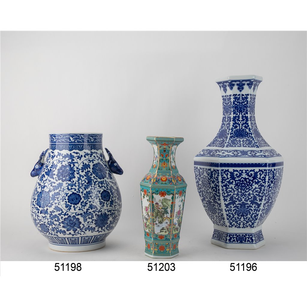 Danny's Fine Porcelain Home Decor Danny's Fine Porcelain Blue & White Round Vase – Deer Motif