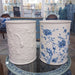 Danny's Fine Porcelain Home Decor Danny's Fine Porcelain Blue & White Round Waste Bin in Embossed Bird Pattern