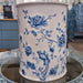 Danny's Fine Porcelain Home Decor Danny's Fine Porcelain Blue & White Round Waste Bin in Embossed Bird Pattern