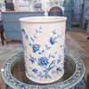 Danny's Fine Porcelain Home Decor Danny's Fine Porcelain Blue & White Round Waste Bin in Embossed Bird Pattern