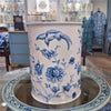 Danny's Fine Porcelain Home Decor Danny's Fine Porcelain Blue & White Round Waste Bin in Embossed Bird Pattern