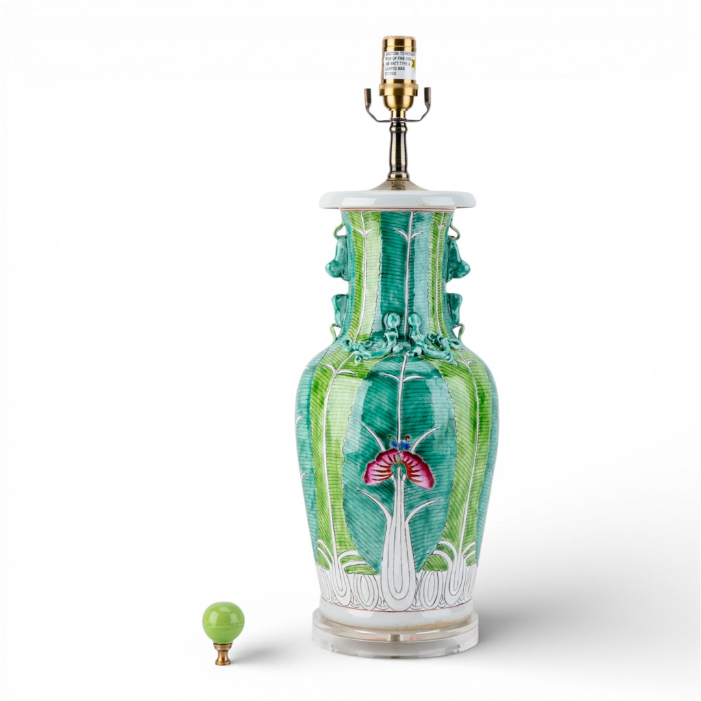Danny's Fine Porcelain Home Decor Danny's Fine Porcelain Bok Choy Porcelain Vase Lamp-[2-847-19] Elegant Porcelain Vase Lamp Inspired