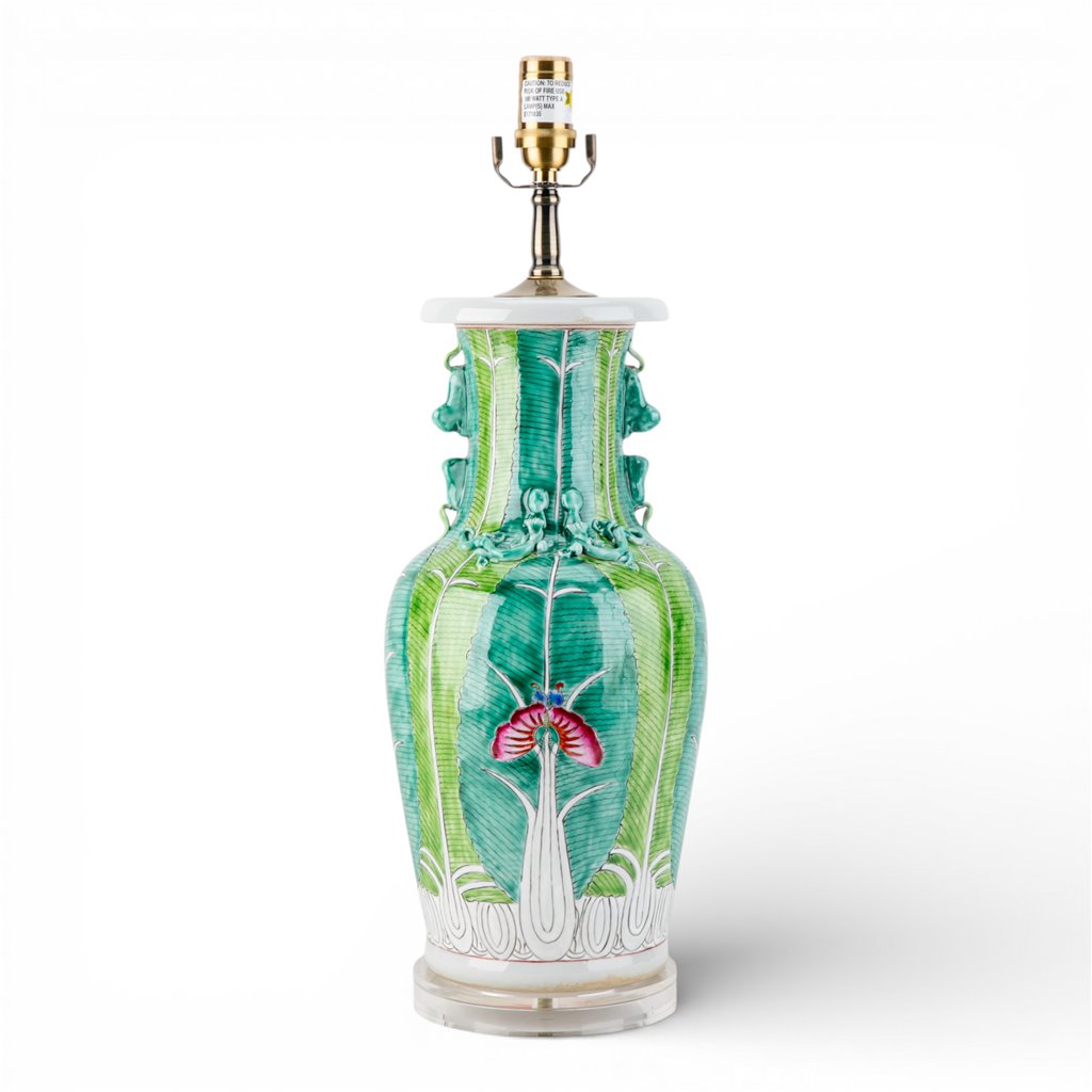 Danny's Fine Porcelain Home Decor Danny's Fine Porcelain Bok Choy Porcelain Vase Lamp-[2-847-19] Elegant Porcelain Vase Lamp Inspired