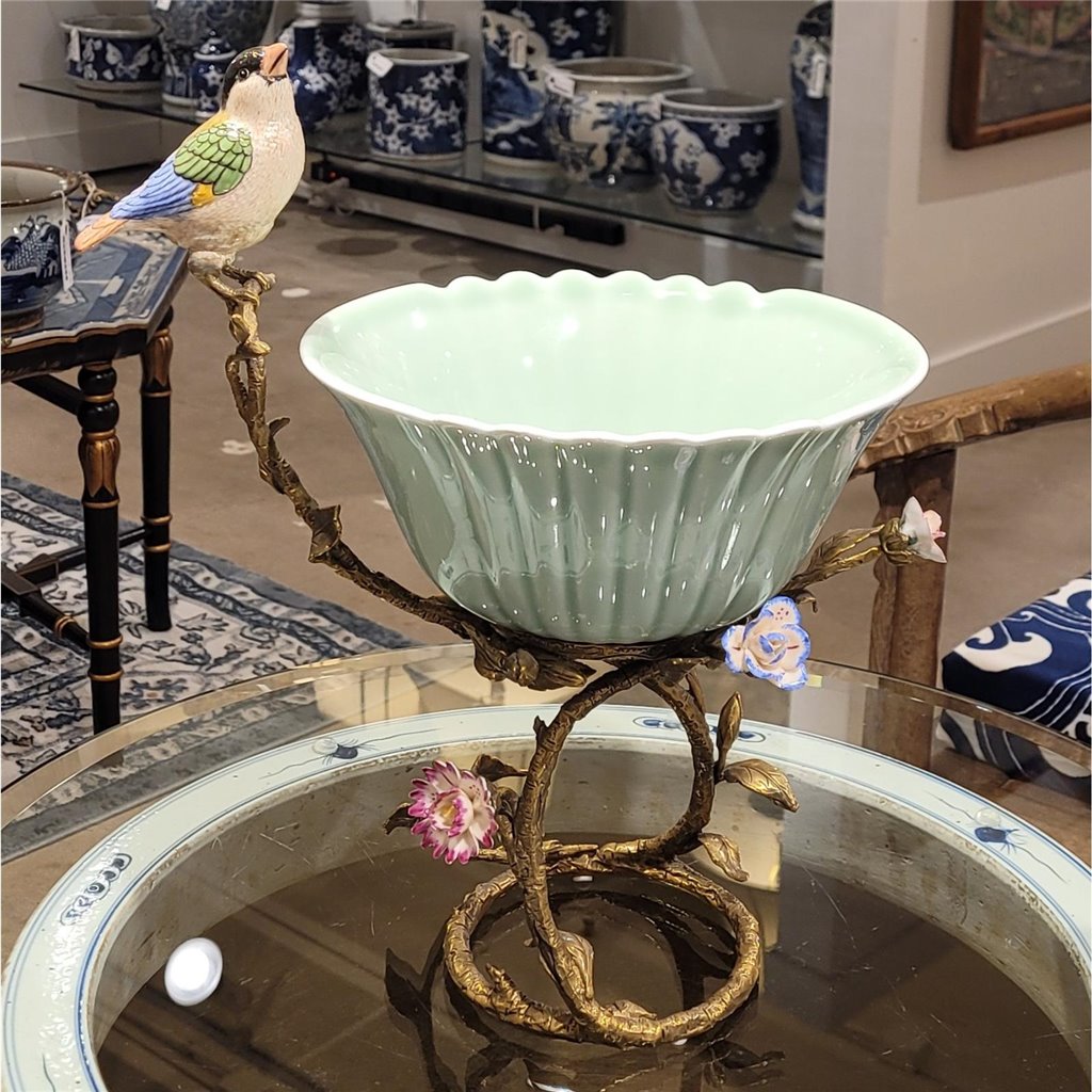 Danny's Fine Porcelain Home Decor Danny's Fine Porcelain Bowl With Bird And Bronze Ormolu 60388