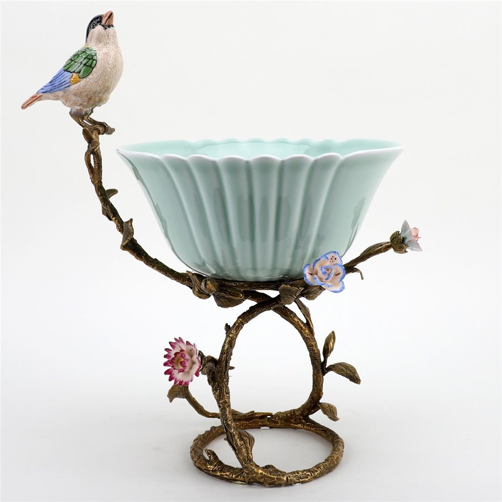 Danny's Fine Porcelain Home Decor Danny's Fine Porcelain Bowl With Bird And Bronze Ormolu 60388