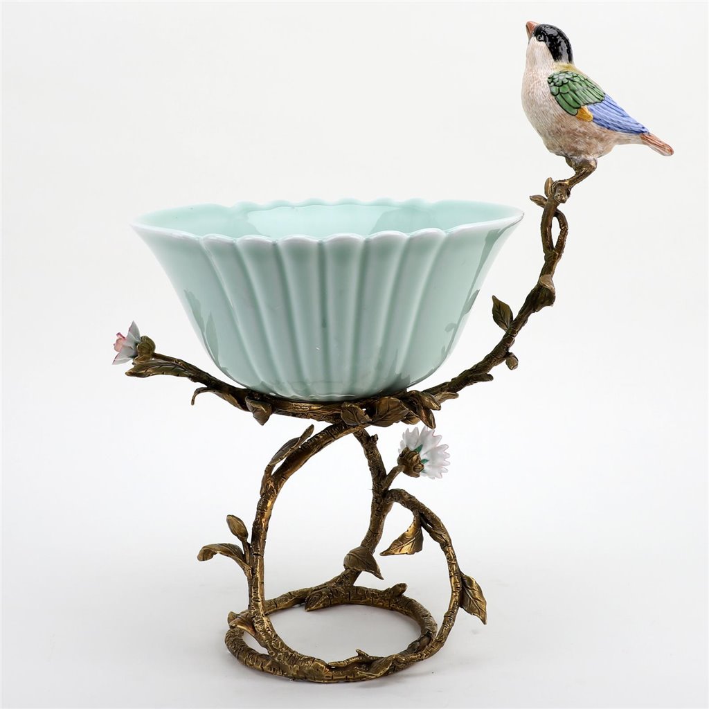 Danny's Fine Porcelain Home Decor Danny's Fine Porcelain Bowl With Bird And Bronze Ormolu 60388