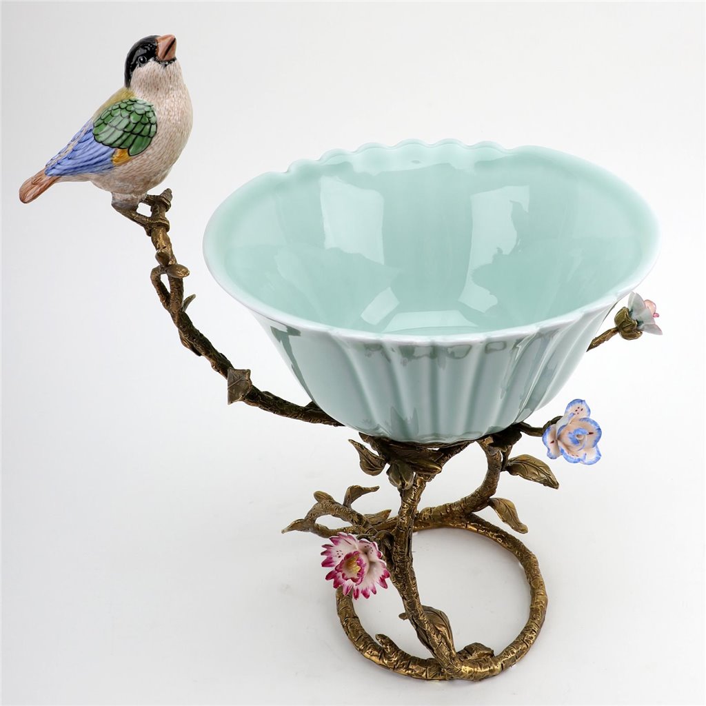 Danny's Fine Porcelain Home Decor Danny's Fine Porcelain Bowl With Bird And Bronze Ormolu 60388