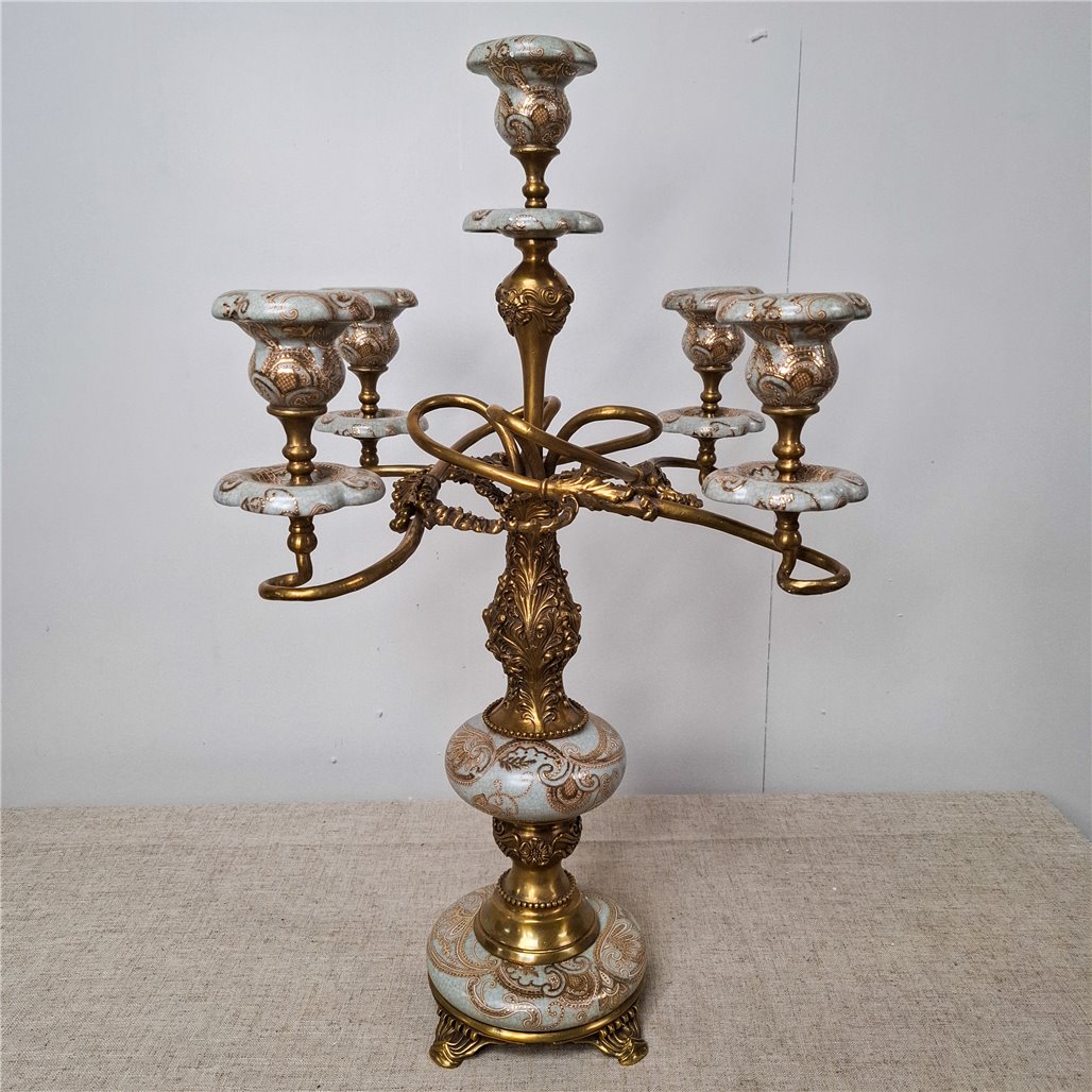 Danny's Fine Porcelain Home Decor Danny's Fine Porcelain Bronze Ormolu Five Arm Candelabra - CLOSEOUT