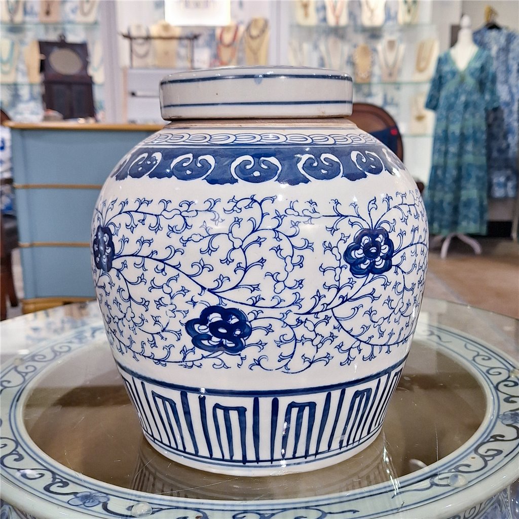 Danny's Fine Porcelain Home Decor Danny's Fine Porcelain Bulb Jar - Flowers - Blue & White Classic