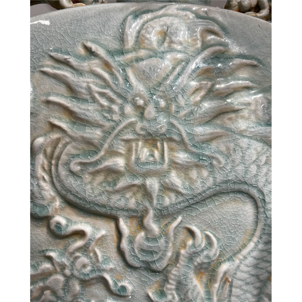 Danny's Fine Porcelain Home Decor Danny's Fine Porcelain Carved Flat Vase-Dragon