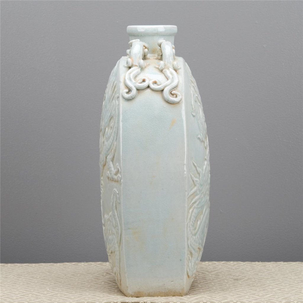 Danny's Fine Porcelain Home Decor Danny's Fine Porcelain Carved Flat Vase-Dragon