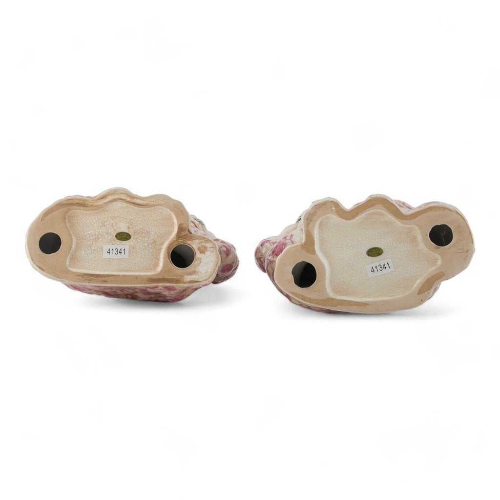 Danny's Fine Porcelain Home Decor Danny's Fine Porcelain Classic Staffordshire Dogs with A Twist! Lovely Pair of Pink Floral