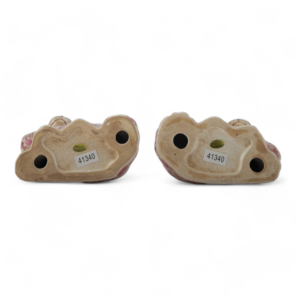 Danny's Fine Porcelain Home Decor Danny's Fine Porcelain Classic Staffordshire Dogs with A Twist! Lovely Pair of Pink Floral