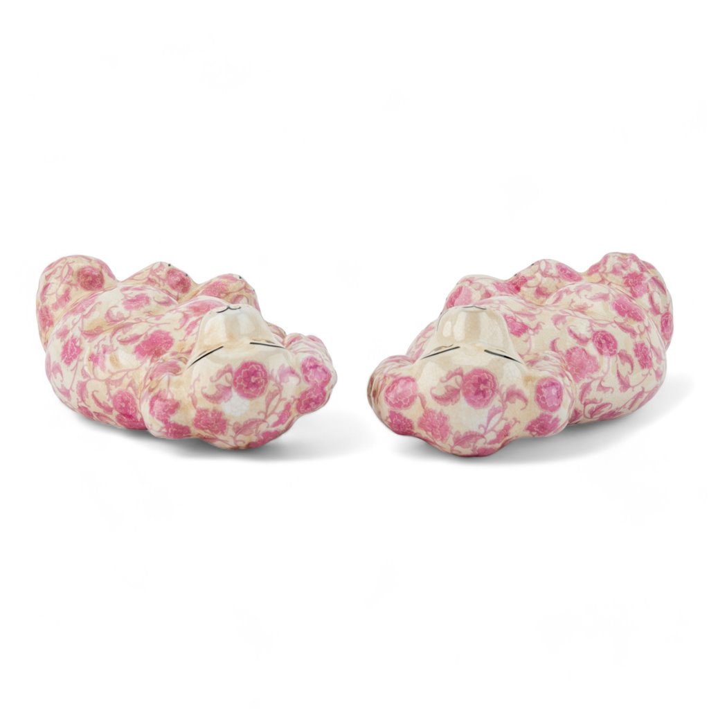 Danny's Fine Porcelain Home Decor Danny's Fine Porcelain Classic Staffordshire Dogs with A Twist! Lovely Pair of Pink Floral