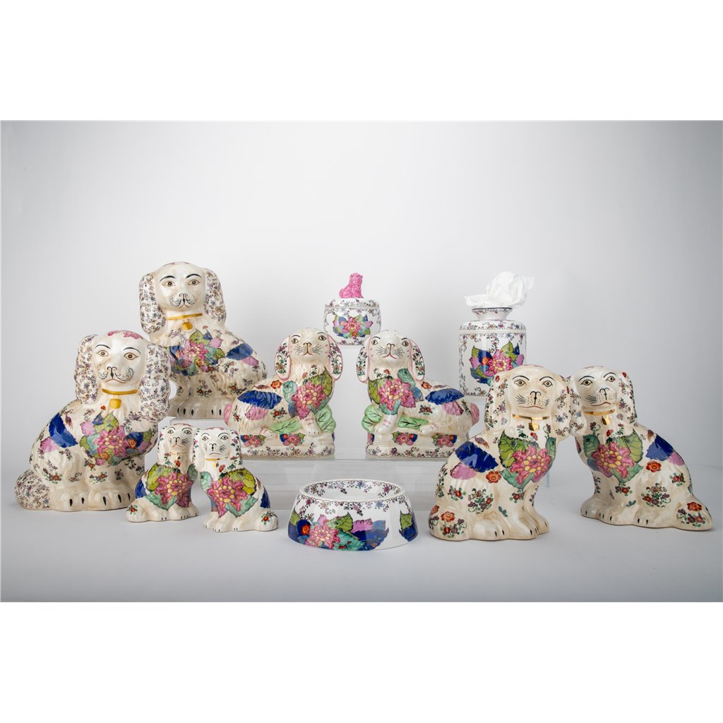 Danny's Fine Porcelain Home Decor Danny's Fine Porcelain Classic Staffordshire Dogs with A Twist! Pair of Porcelain 41344
