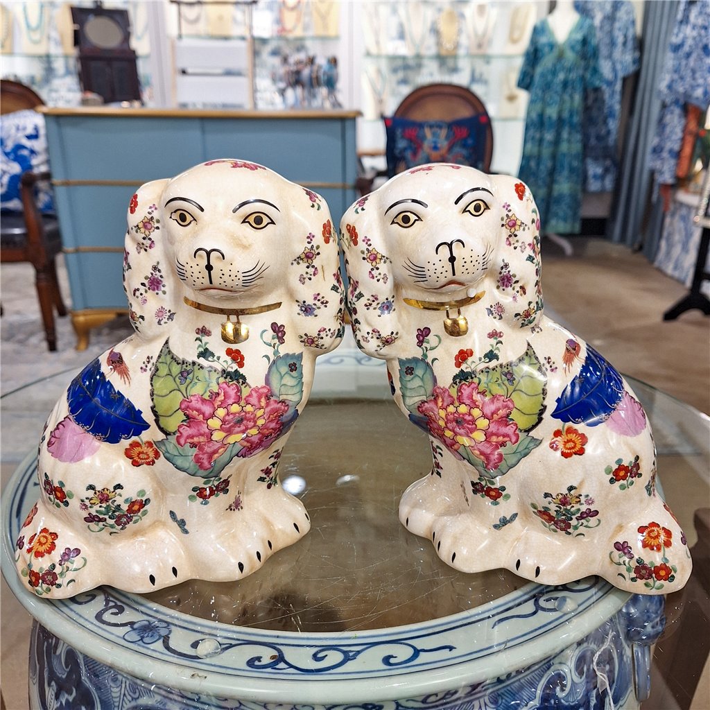 Danny's Fine Porcelain Home Decor Danny's Fine Porcelain Classic Staffordshire Dogs with A Twist! Pair of Porcelain 41344