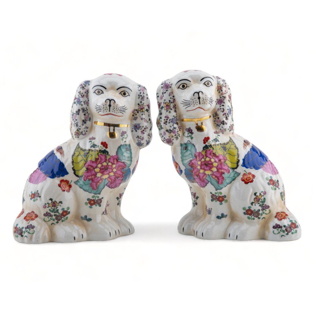 Danny's Fine Porcelain Home Decor Danny's Fine Porcelain Classic Staffordshire Dogs with A Twist! Pair of Porcelain 41344