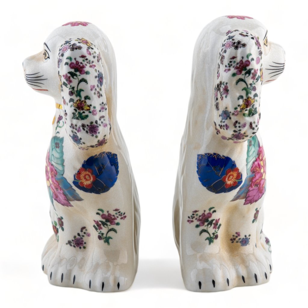 Danny's Fine Porcelain Home Decor Danny's Fine Porcelain Classic Staffordshire Dogs with A Twist! Pair of Porcelain 41344