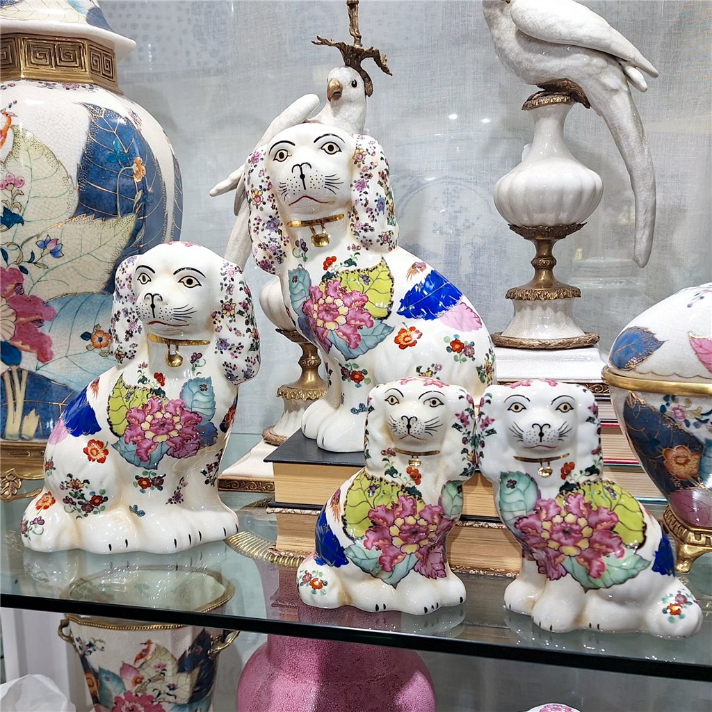 Danny's Fine Porcelain Home Decor Danny's Fine Porcelain Classic Staffordshire Dogs with A Twist! Pair of Porcelain 41344