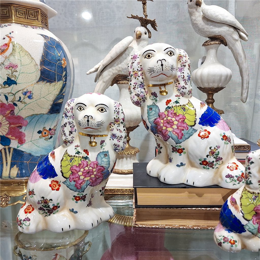 Danny's Fine Porcelain Home Decor Danny's Fine Porcelain Classic Staffordshire Dogs with A Twist! Pair of Porcelain 41344