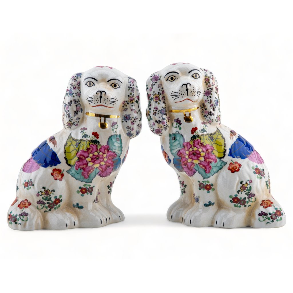 Danny's Fine Porcelain Home Decor Danny's Fine Porcelain Classic Staffordshire Dogs with A Twist! Pair of Porcelain 41344