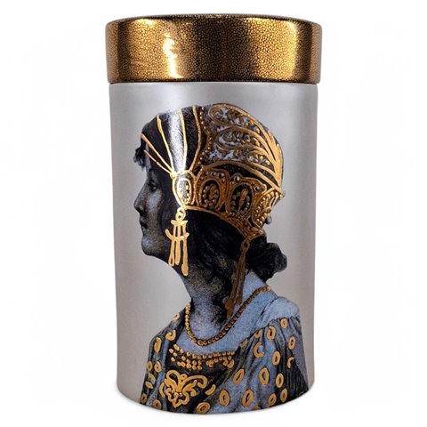 Danny's Fine Porcelain Home Decor Danny's Fine Porcelain Classical Lady Boxcylindrical Decorative Box Featuring A - CLOSEOUT SAMPLE SALE