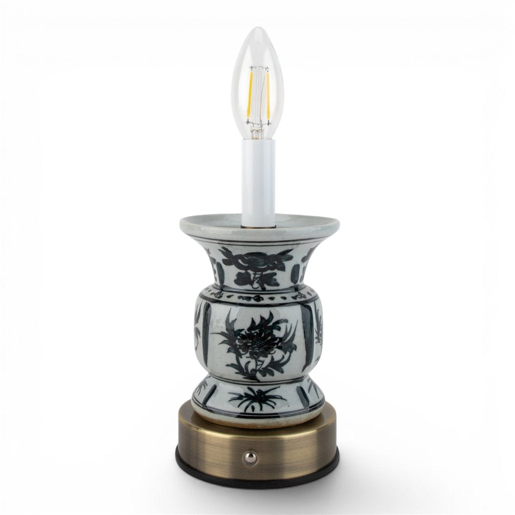 Danny's Fine Porcelain Home Decor Danny's Fine Porcelain Cordless Battery Rechargable Touch Antiqued Black Vase Lamp (Min 2)