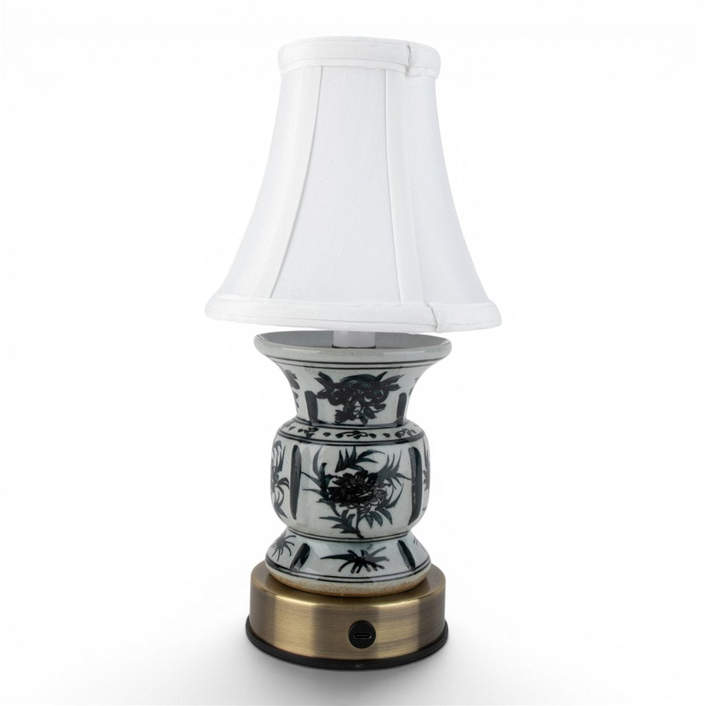 Danny's Fine Porcelain Home Decor Danny's Fine Porcelain Cordless Battery Rechargable Touch Antiqued Black Vase Lamp (Min 2)