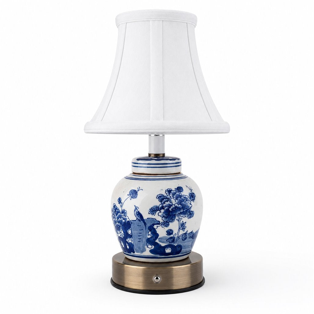 Danny's Fine Porcelain Home Decor Danny's Fine Porcelain Cordless Battery Rechargable Touch Lamp Blue Flower Bird Bulb Jar (Min 2)