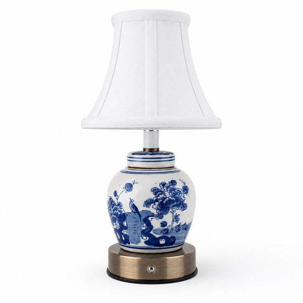 Danny's Fine Porcelain Home Decor Danny's Fine Porcelain Cordless Battery Rechargable Touch Lamp Blue Flower Bird Bulb Jar (Min 2)