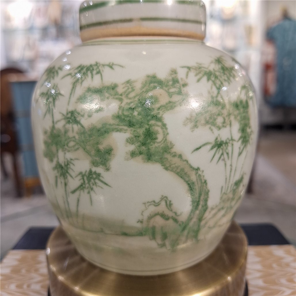 Danny's Fine Porcelain Home Decor Danny's Fine Porcelain Cordless Battery Rechargable Touch Lamp Green Bamboo Bulb Jar (Min 2)