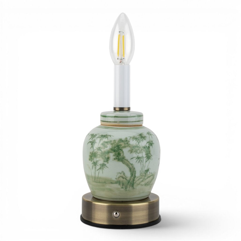 Danny's Fine Porcelain Home Decor Danny's Fine Porcelain Cordless Battery Rechargable Touch Lamp Green Bamboo Bulb Jar (Min 2)