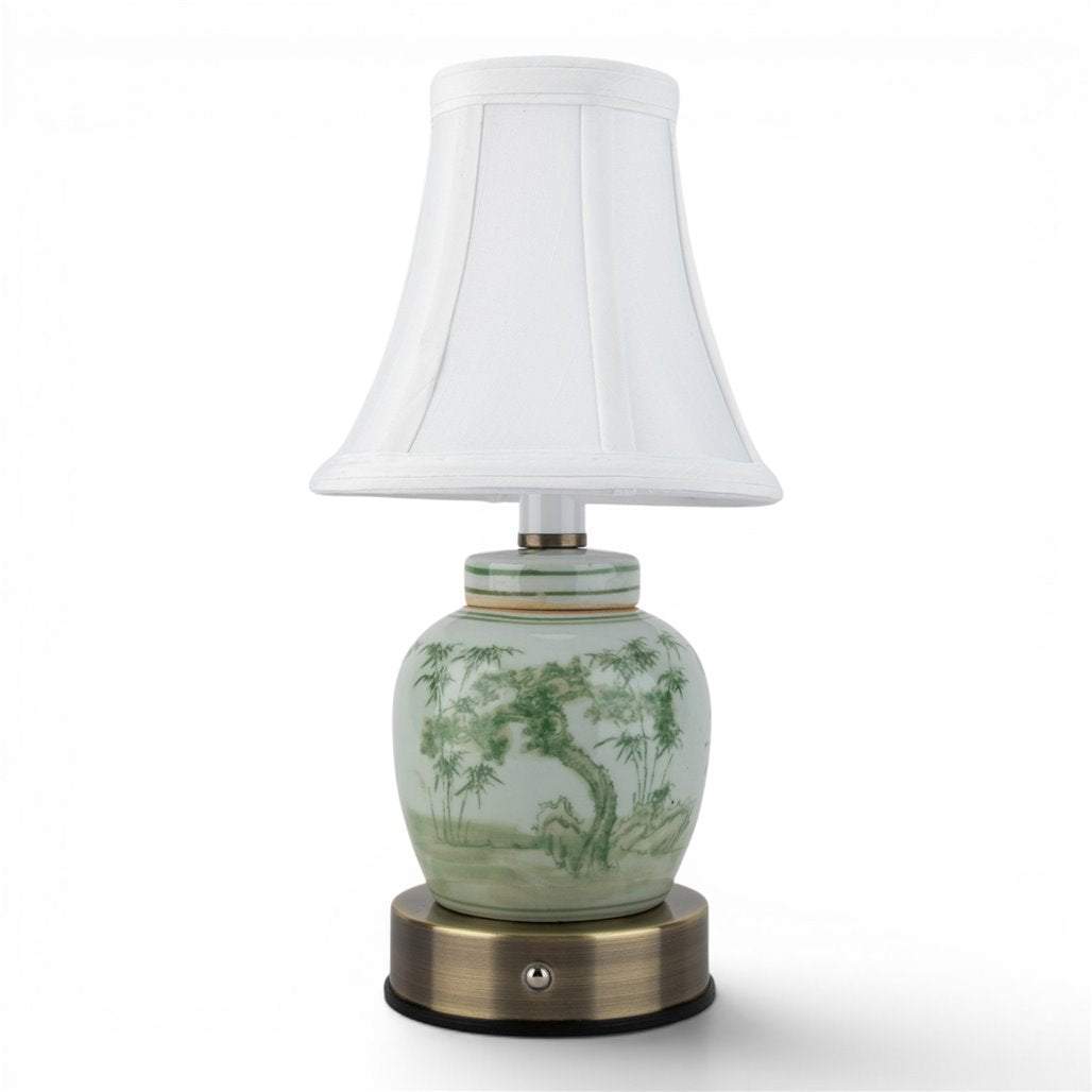 Danny's Fine Porcelain Home Decor Danny's Fine Porcelain Cordless Battery Rechargable Touch Lamp Green Bamboo Bulb Jar (Min 2)
