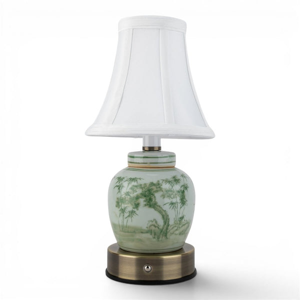 Danny's Fine Porcelain Home Decor Danny's Fine Porcelain Cordless Battery Rechargable Touch Lamp Green Bamboo Bulb Jar (Min 2)