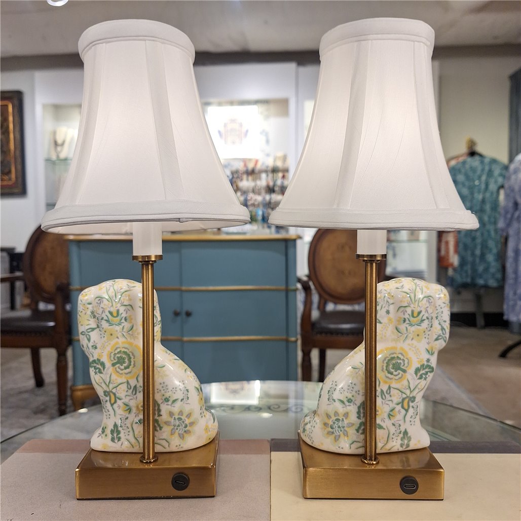 Danny's Fine Porcelain Home Decor Danny's Fine Porcelain Cordless Battery Rechargable Touch Lamp -Green Chimney Dog-Pair - Left and