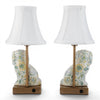 Danny's Fine Porcelain Home Decor Danny's Fine Porcelain Cordless Battery Rechargable Touch Lamp -Green Chimney Dog-Pair - Left and