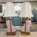 Danny's Fine Porcelain Home Decor Danny's Fine Porcelain Cordless Battery Rechargable Touch Lamp -Pink Floret Dog-Pair - Left and Right