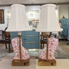 Danny's Fine Porcelain Home Decor Danny's Fine Porcelain Cordless Battery Rechargable Touch Lamp -Pink Floret Dog-Pair - Left and Right